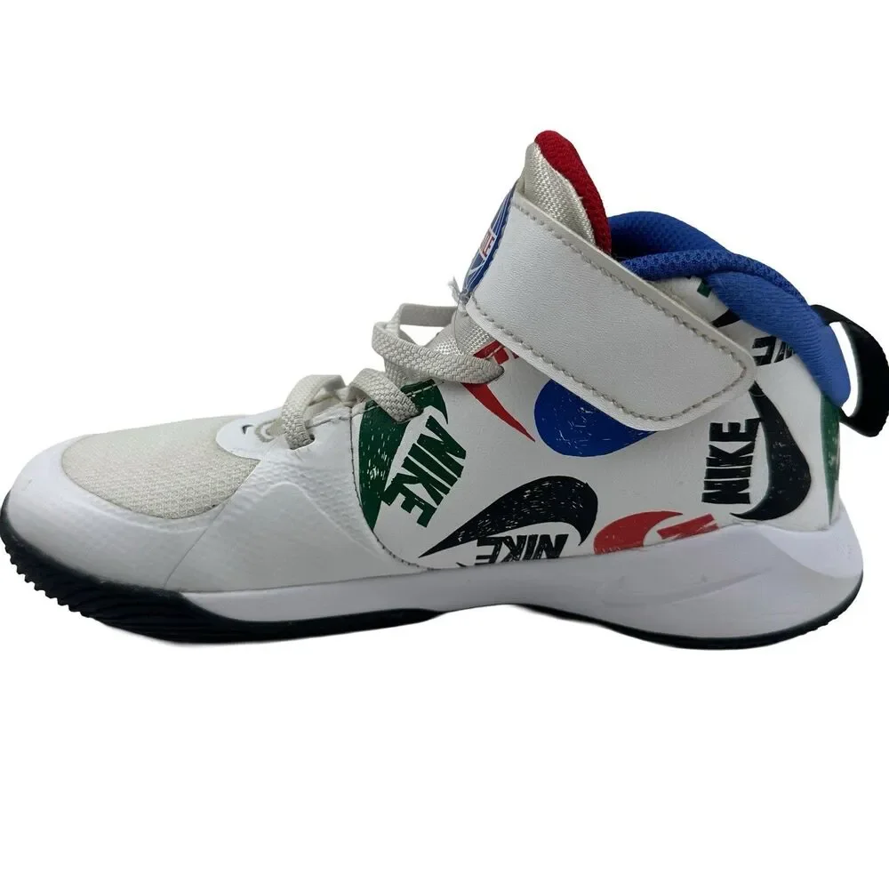 Nike Team Hustle Basketball Shoes Size US 2.5Y Red White Blue CW5816-100